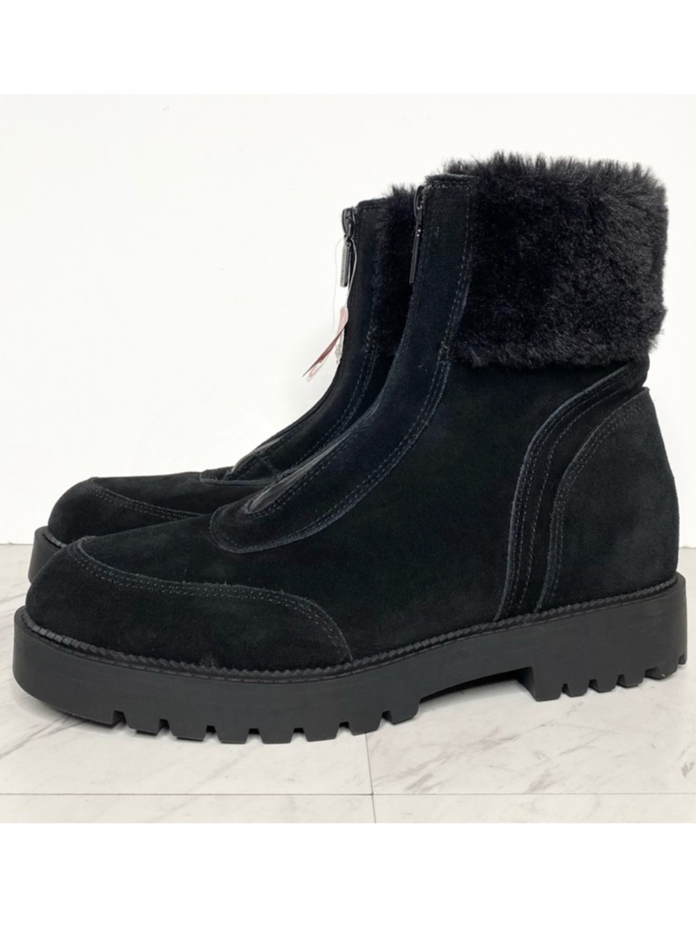 New! Blondo Hayven Black Suede Faux Fur Cuff Boot 8M
